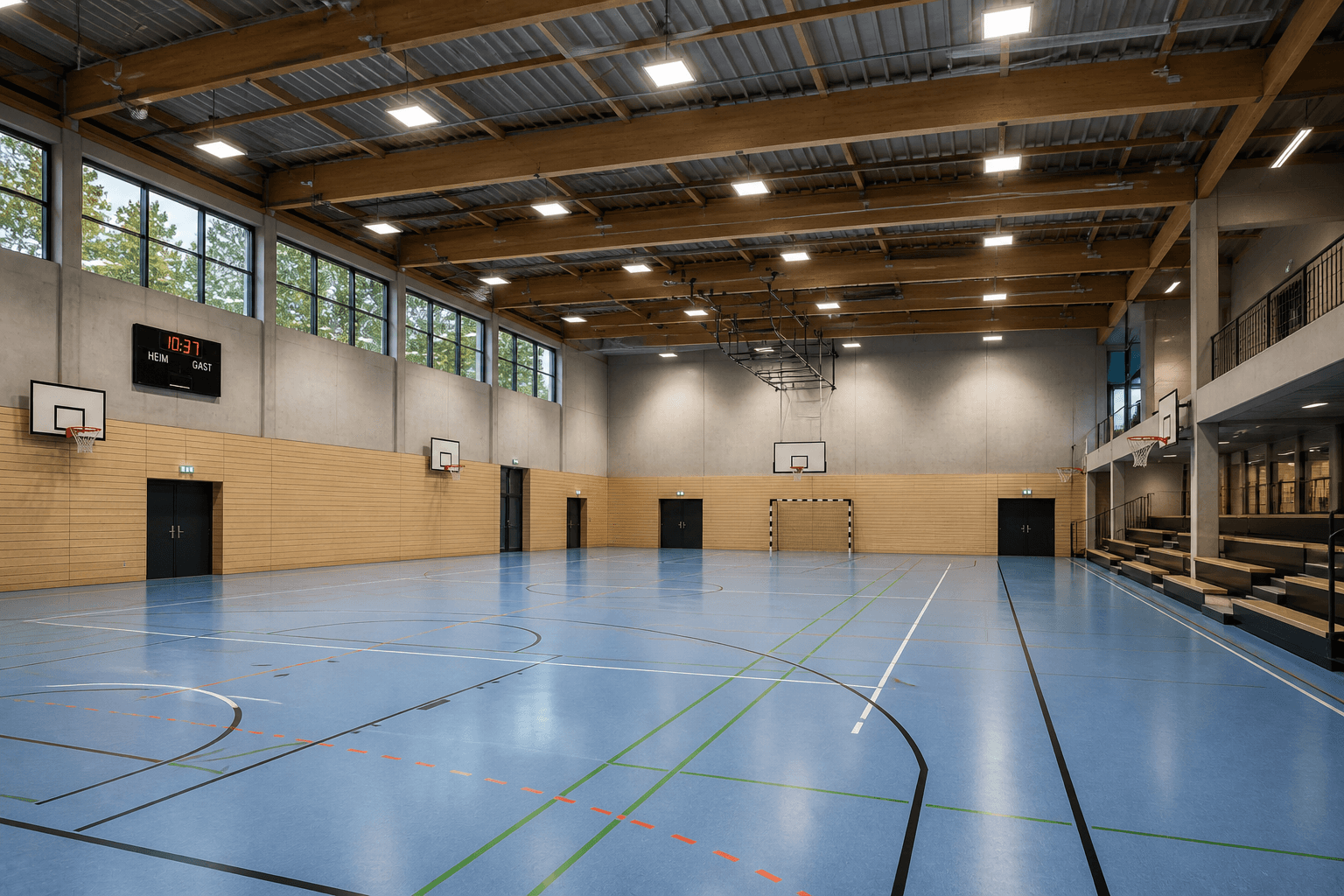 Sporthalle mit neuer LED Beleuchtung